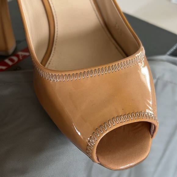 Prada Open Toe Patent Leather Heels - Picture 10 of 15